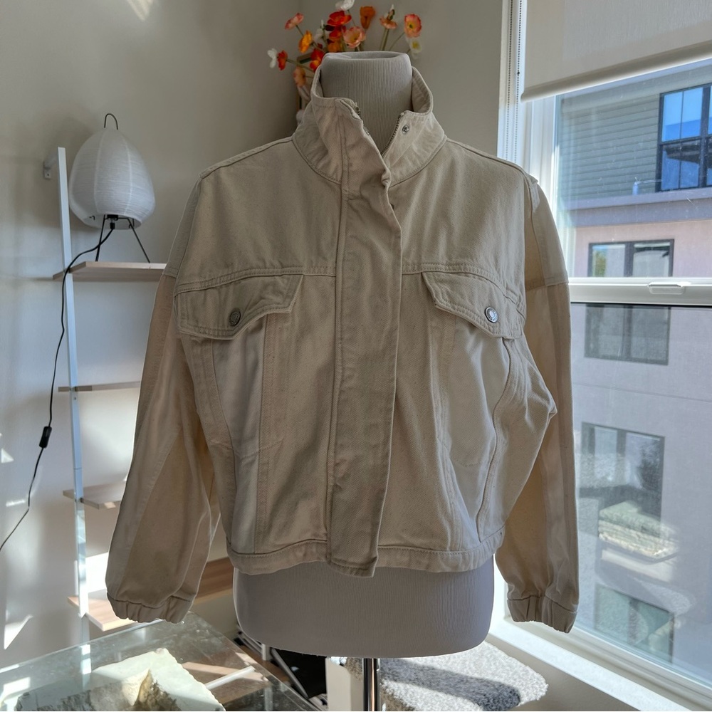 MANGO OVERSIZED JACKET WITH DENIM PANELS